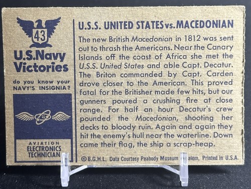1954 Bowman U.S. Navy Victories #43 United States Vs Macedonian - Picture 2 of 2