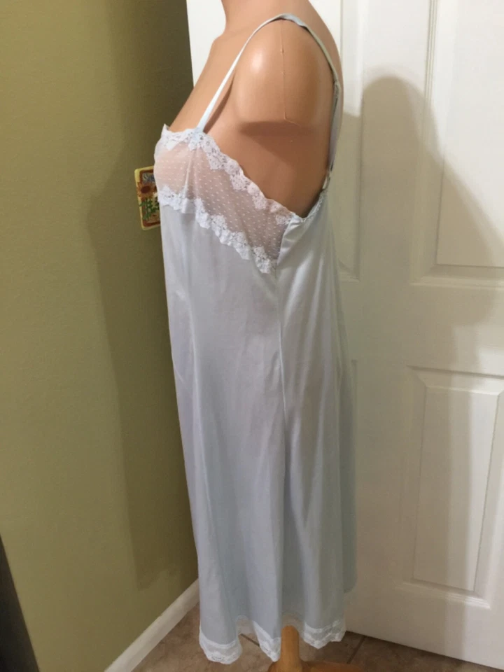 Vintage Sexy Camisón Camisón Chemise Azul Retro Vestido Sin Mangas Bestform 38 Foto 4 de 4