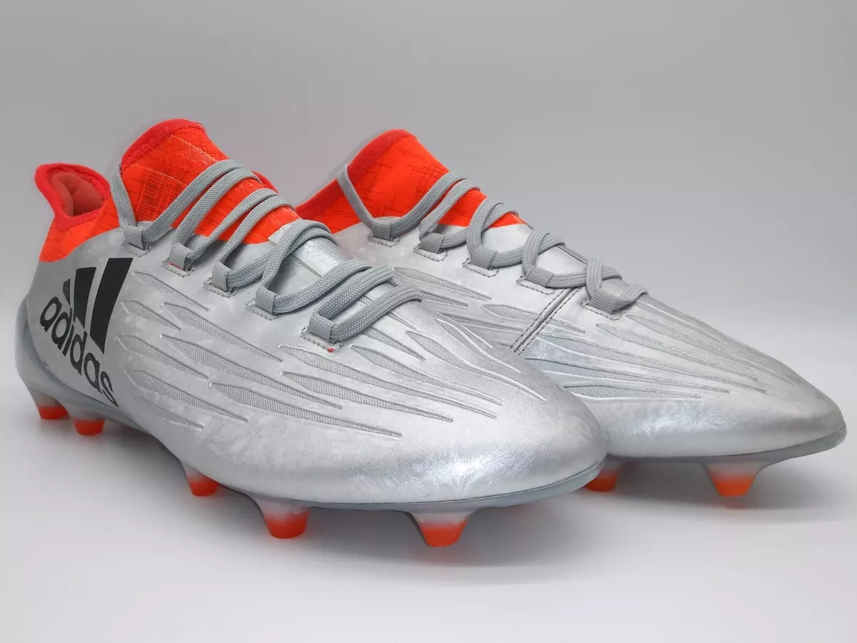 Adidas Mens Rare X FG Cleats S81939 Silver and Orange Soccer Cleats |