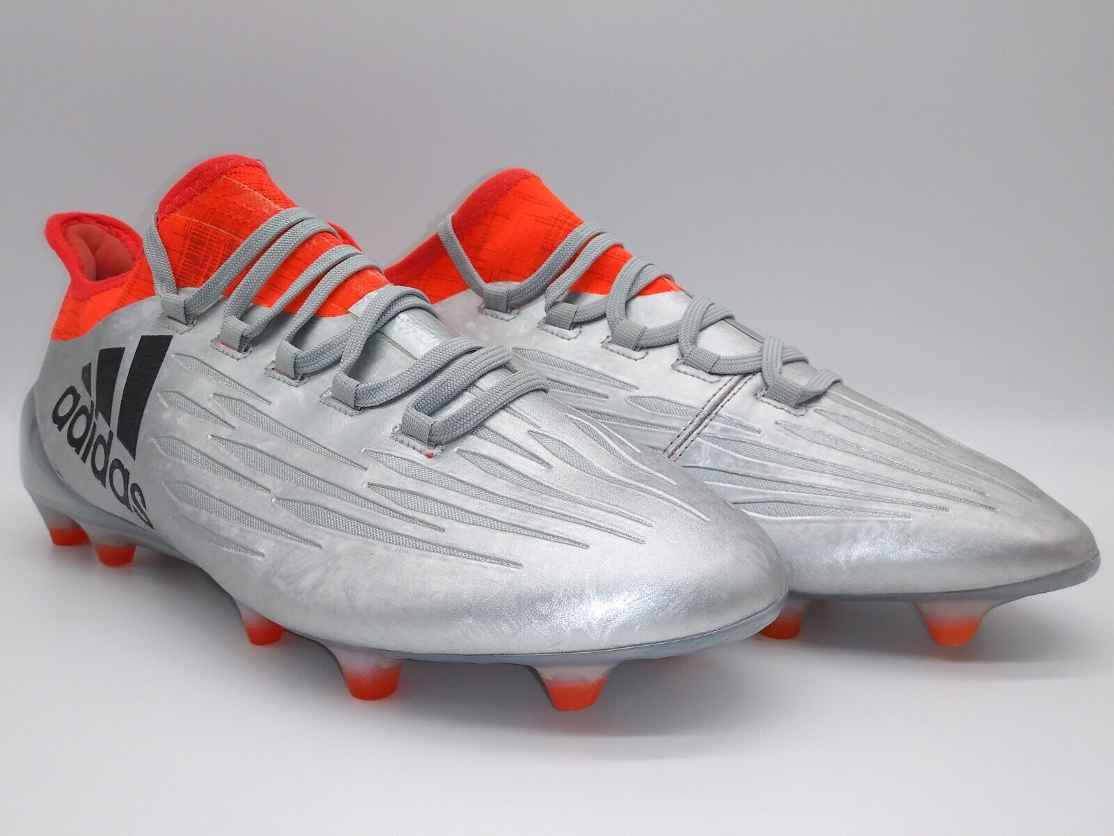 Adidas Mens Rare X 16.1 FG Cleats S81939 Silver and Orange Soccer Cleats
