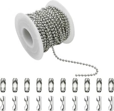 Stainless Steel Ball Beaded Chain for tags/necklace 32.8ft with connectors