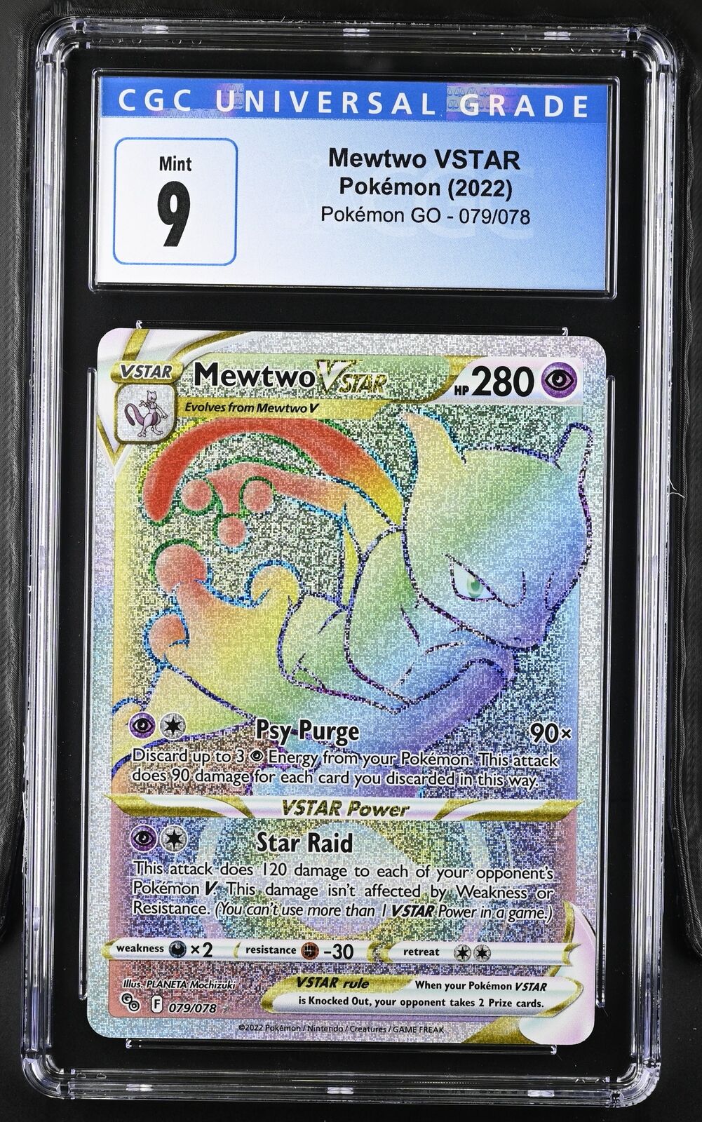 2022 POKEMON GO MEWTWO VSTAR #79 SECRET RAINBOW ENGLISH - CGC MINT 9