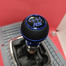 BLAU LEDER 6-Gang SCHALTKNAUF für FOCUS MK3 MK4 FIESTA MK7 MK8 RS 2.3 TURBO KUGA