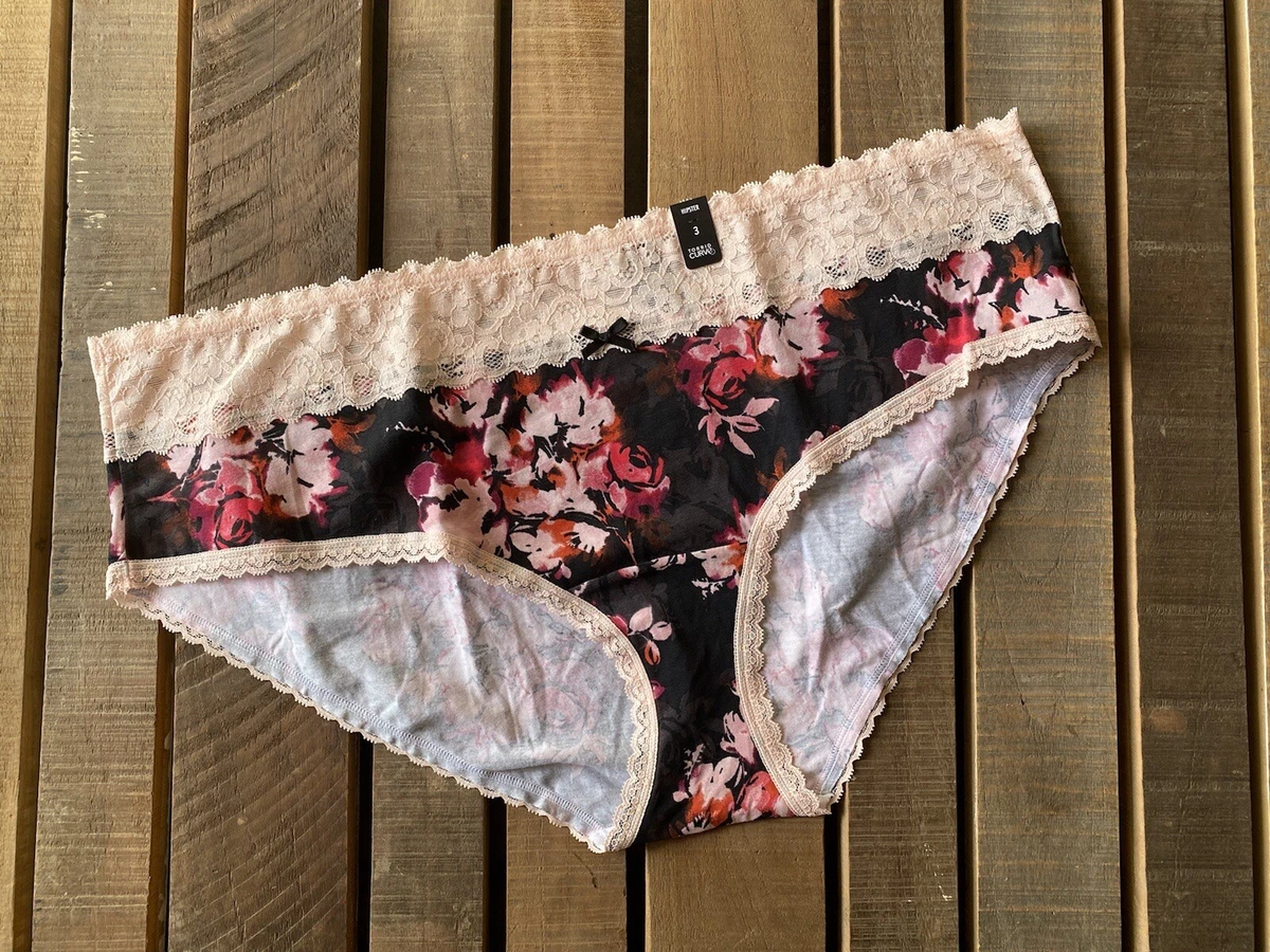 Torrid Hipster Panties Black Floral 💛 Pink Lace Ladies Plus Underwear NWT  2 2x