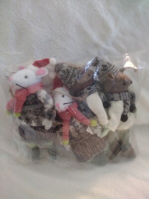 2021 New Target Wondershop 4 Fabric Mice Boy Girl Christmas 7'' Ornaments Holiday