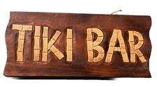 HANGING TIKI SIGN WALL HAND CARVED WOOD LETTERS ART TIKI BAR