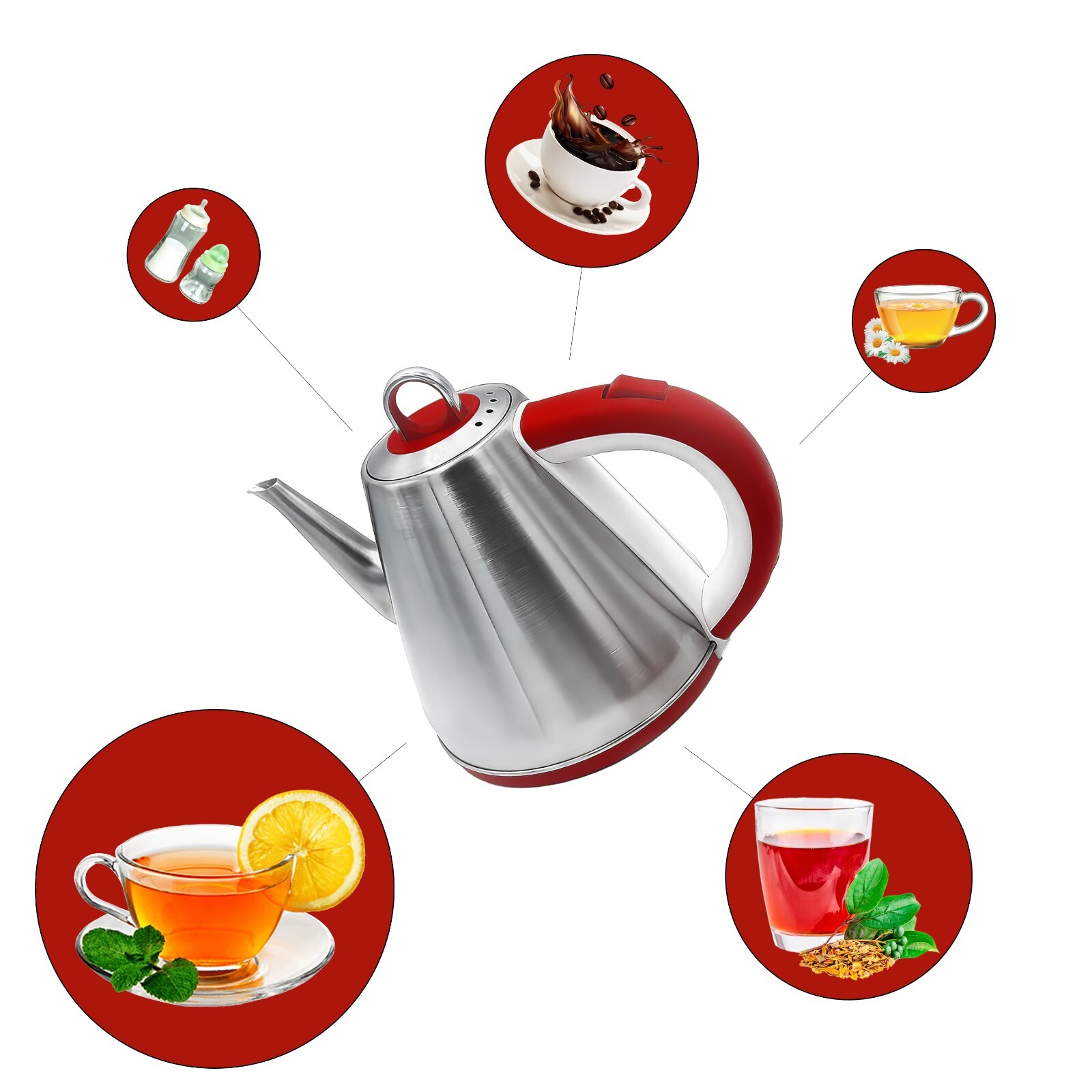 Bollitore per Tisane e Tè 1.5L in Acciaio - Warm 2000W Scalda Bevande - 4