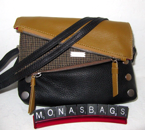 Hammitt Dillon New Edison Houndstooth Crossbody Bag Black Leather NWT $395 - Picture 2 of 12