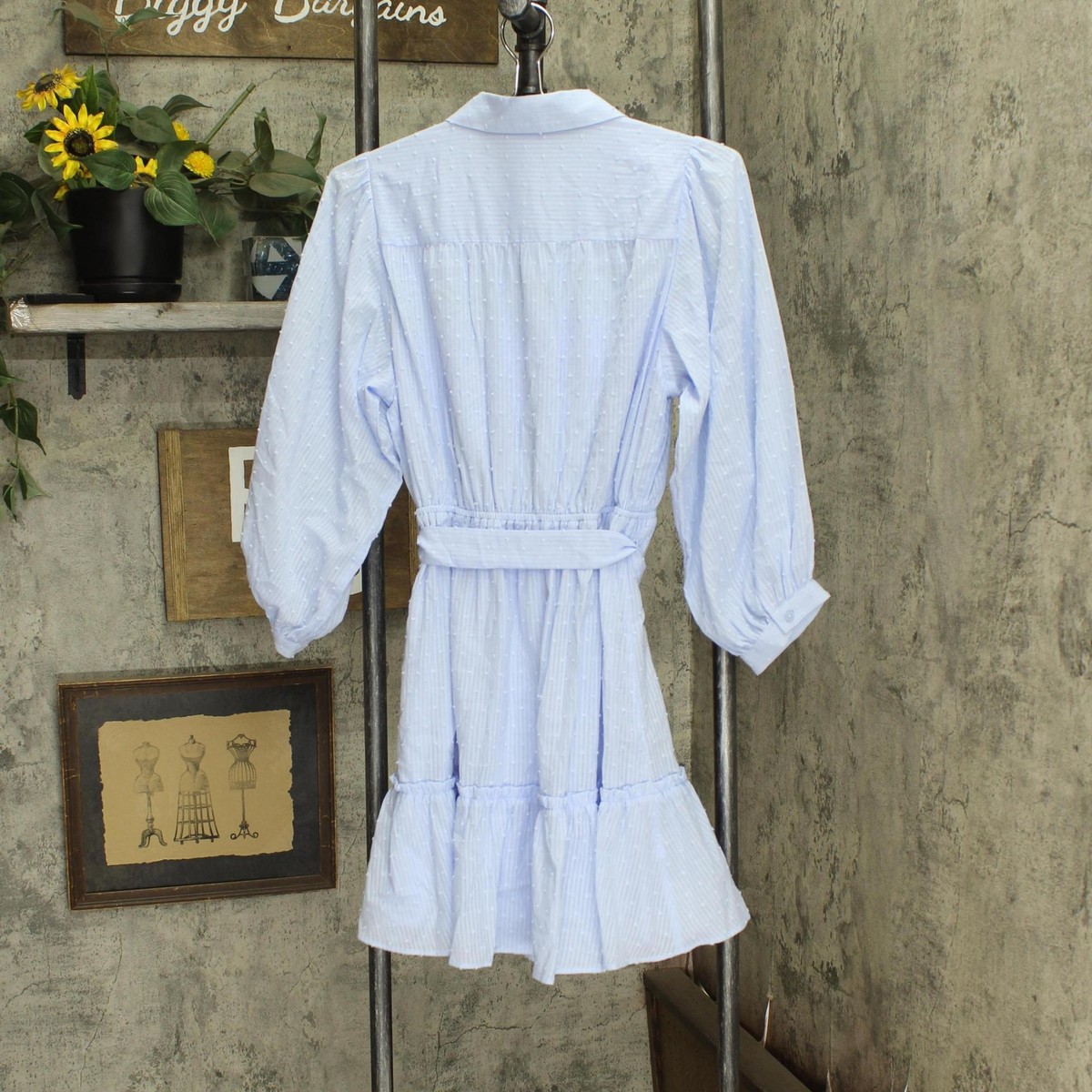 LC Lauren Conrad Womens Long Sleeve Pintuck Belted Tiered