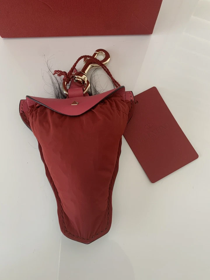 全新无标签 Valentino Garavani 尼龙毛皮包吊饰托特包 775 美元 — 第 3/4 张图片