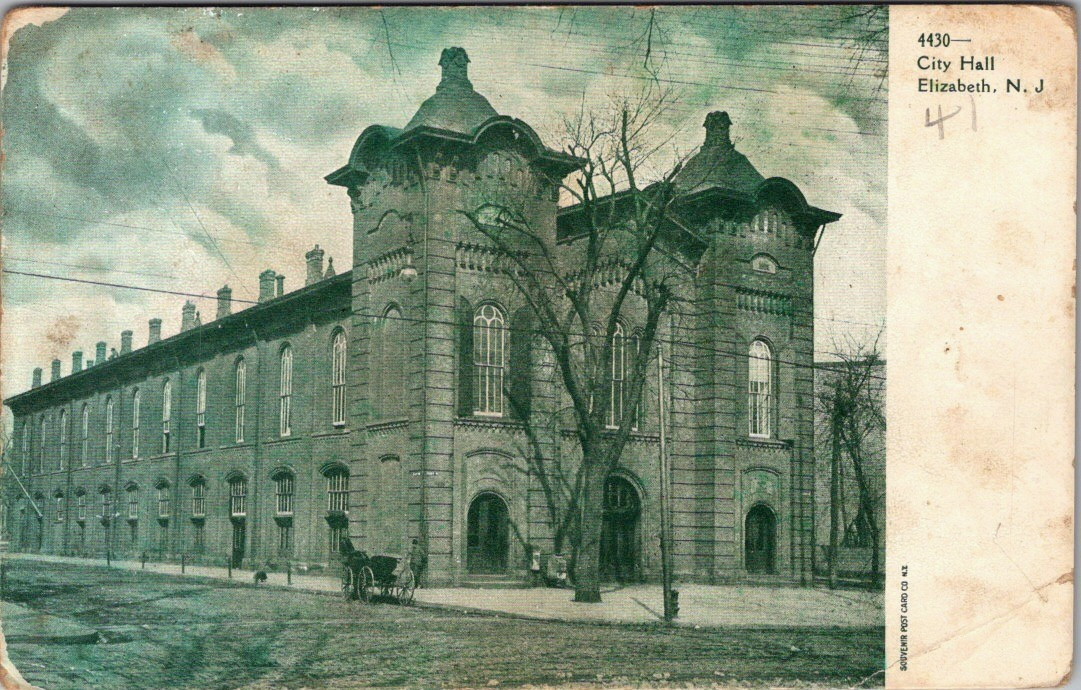 Old City Hall Elizabeth New Jersey NJ, Union County, Vintage Postcard c1907