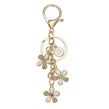 Initial Letter Flower Keychain, Cute Alphabet B Cherry Blossom Keyring, White