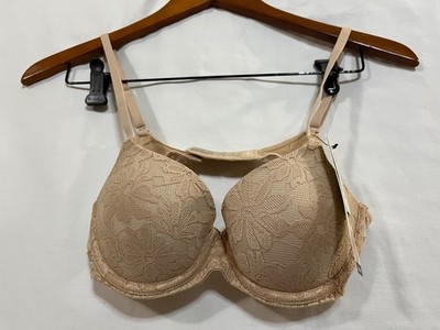No Boundaries Padded Push Up Underwired Bra Nude Adjustable Strap Lace Many size