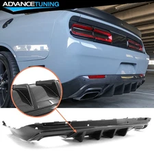 For 15-23 Dodge Challenger IKON V3 Style Carbon Fiber Print Rear Bumper Diffuser