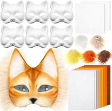 DIY Therian Mask Kit Blank Cat Mask with Felt Fabric Sheet Plush Faux Fur Eye Me