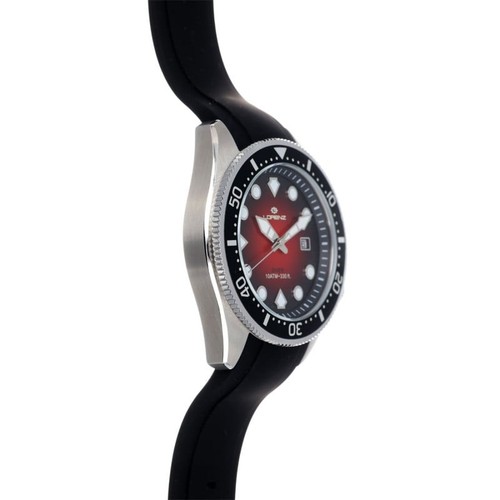 Herrenuhr LORENZ 26169EE Silikon Schwarz Rot Sub 100mt - Bild 2 von 2