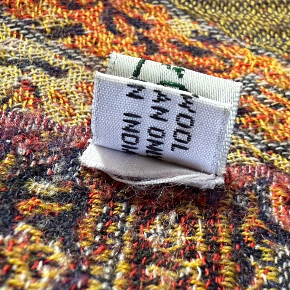 Elegante Mantón Bufanda Lana Estampado Borgoña Dorado Foto 3 de 4