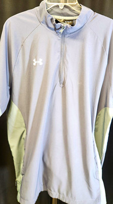 Under Armour Men's XL Loose 1/4 Zip Mock Neck Colorblock Raglan Top Blue