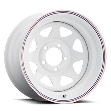 Mounted Wheels - Unique 21 8 Spoke 15x6 4x130 Et6 White W Red And Blue Stripes Mounted Wheels - Unique 21 8 Spoke 15x6 4x130 Et6 White W Red And Blue Stripes