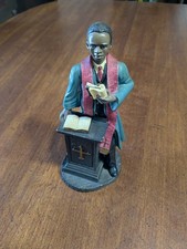 Statuina predicatore afroamericano pulpito Bibbia chiesa pastore statua 7"
