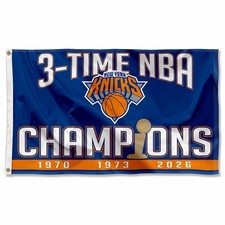 New York Knicks 3 Time Champions Grommet Flag