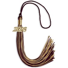 Endea Graduation Maroon/Antique Gold Mixed Color Tassel With Gold Date Drop