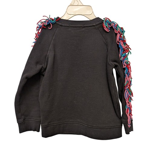 Stella McCartney Girls Fringe Shapes Sweatshirt Black & Colorful Glittery Sz 4 - Picture 6 of 6