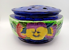 BEAUTIFUL ART DECO RINGTONS MALING POTTERY BOWL/FLOWER FROG, VIOLA PANSY DESIGN