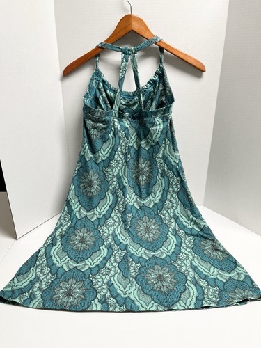Prana Women’s S Quinn Dress Teal Geometric Pattern Shelf Bra Knee Length Dress - Picture 2 of 5