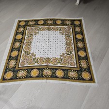 Glentex White Yellow Navy Floral Women's Square Scarf 30x30in Woven Acrylic