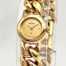 SEIKO 1E20-0080 Quarz Gold Kettenarmband 14,4 mm Damenuhr