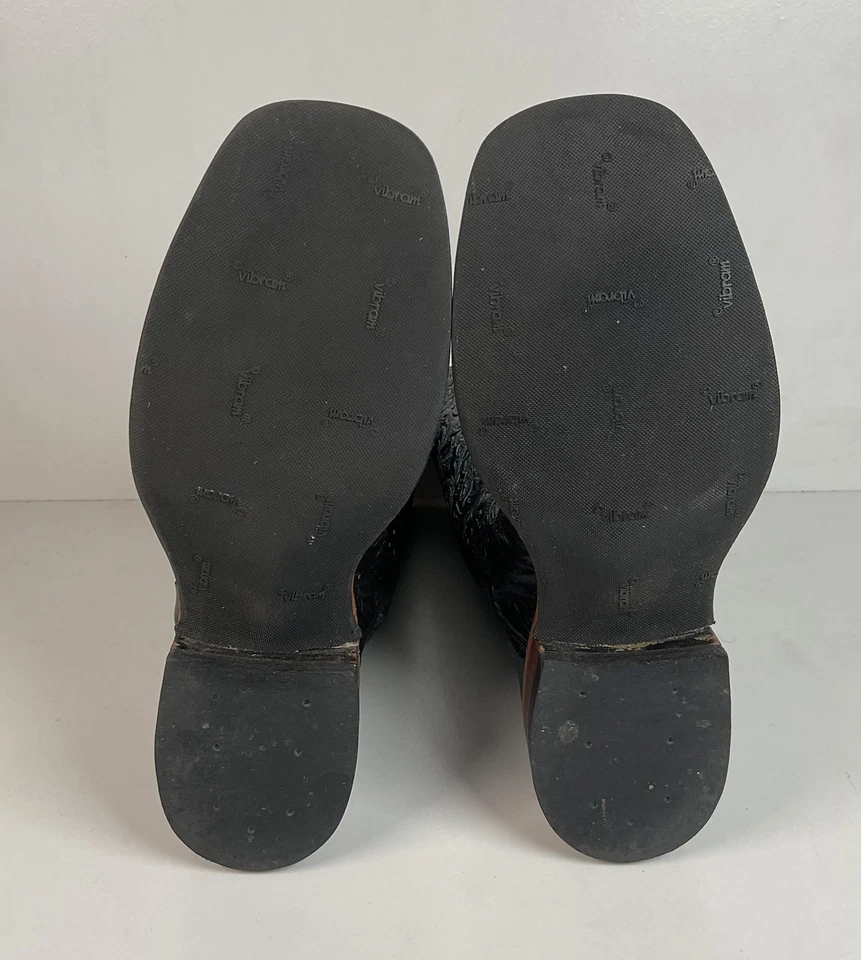 Botas de Vaquera Boulet Tooled Avestruz Pluma 7 C Punta Cuadrada Exóticas Foto 2 de 4