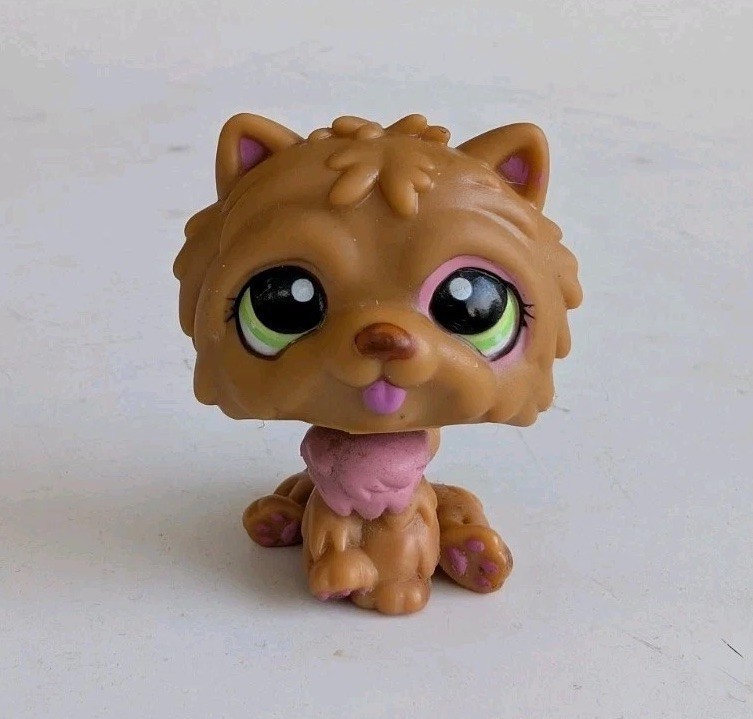 Authentic LPS Littlest Pet Shop #1157 Chow Chow Brown Pink W/ Green Eyes Rare