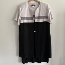 Women's Suit Dress Size Petite XL 2 Piece With Jacket Black Stripe Color Block