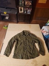 Vintage Army Cold Weather Field Shirt Nylon Wool OD Green 108 70  s Med