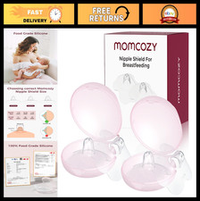 Floral Nipple Shields for Breastfeeding Moms, BPA-Free, 2 Pairs, 17mm, Flat/Inve