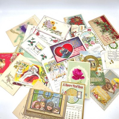 Antique Postcard Collection Lot of 56 Single Recipient Holiday Christmas