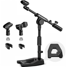Mic Stand Desk Adjustable - Boom Arm Desktop Microphone Stand Metal Weighted ...