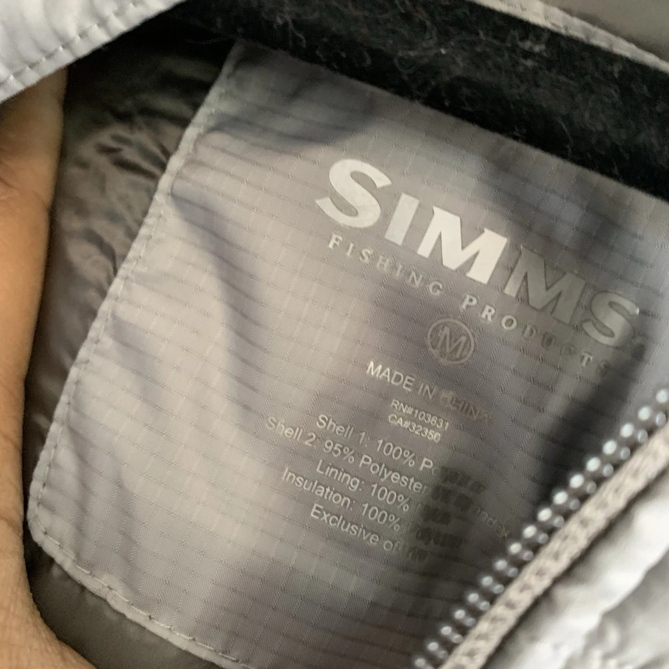 Simms Kinetic Jacket Mens Medium Gray Puffer Hooded Lightweight Fishing Coat - Image 4 of 4