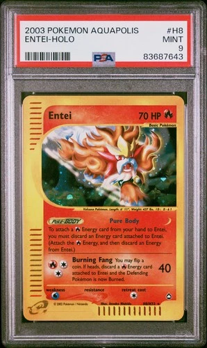 Pokemon Entei Holo Aquapolis H8/147 PSA 9 Mint