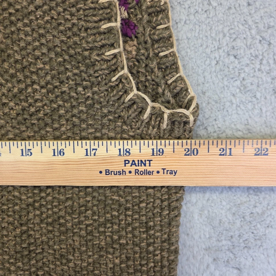 Suéter Vintage Isla Norte Mujer S Verde Tejido a Mano Étnico Cottagecore Chaleco Foto 4 de 4