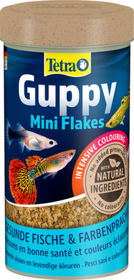 Tetra Guppy Mini Flakes - Flockenfutter für Guppys Fischfutter Miniflocken 250ml