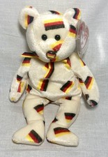 Rare 2003 Ty Beanie Baby German Exclusive Deutschland Flag Nosed Bear VGC NWTS 