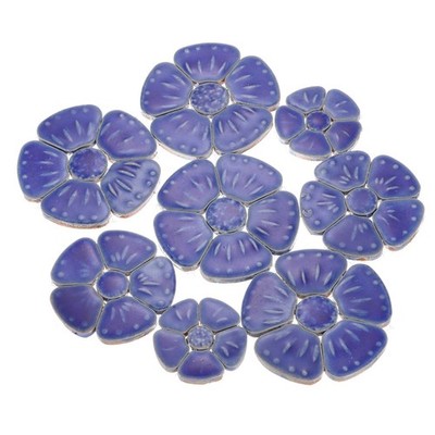 250g Flower Ceramics Mosaic Tiles, 3.5 - 6cm Bulk Mosaic Tiles, Dark Blue