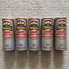 Vintage 1980s Pringles Light Original Potato Chips Empty Silver Can LOT OF 5 VGC