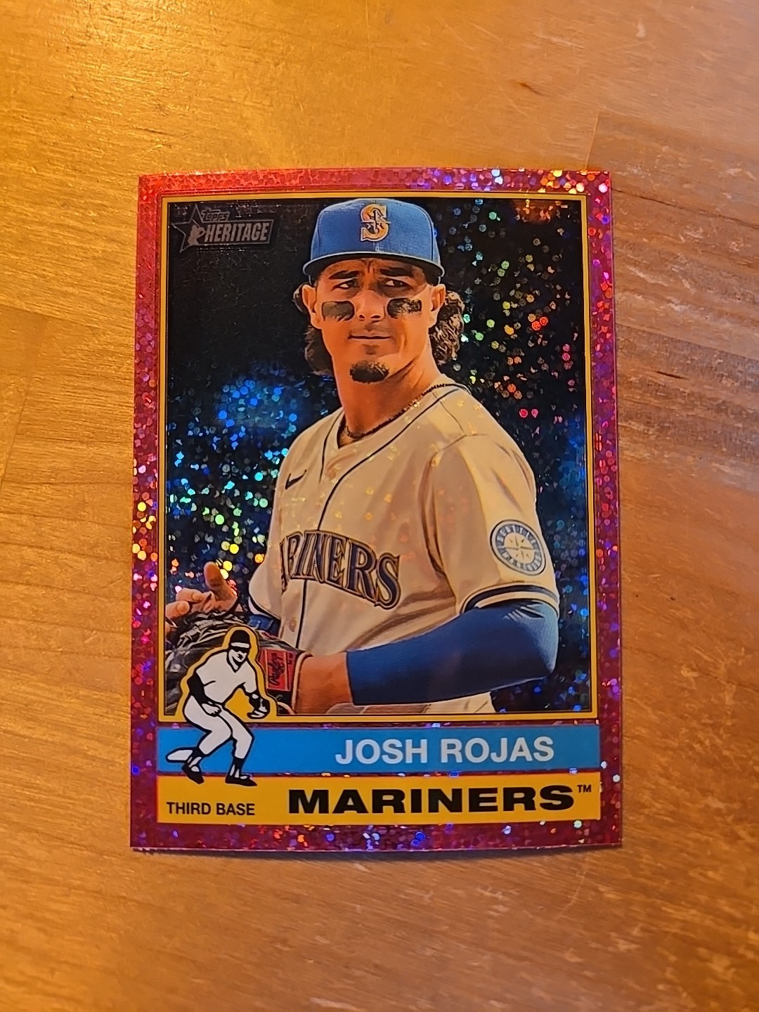 2025 Topps Heritage Josh Rojas Chrome Pink Sparkle Refractor Parallel No. 12