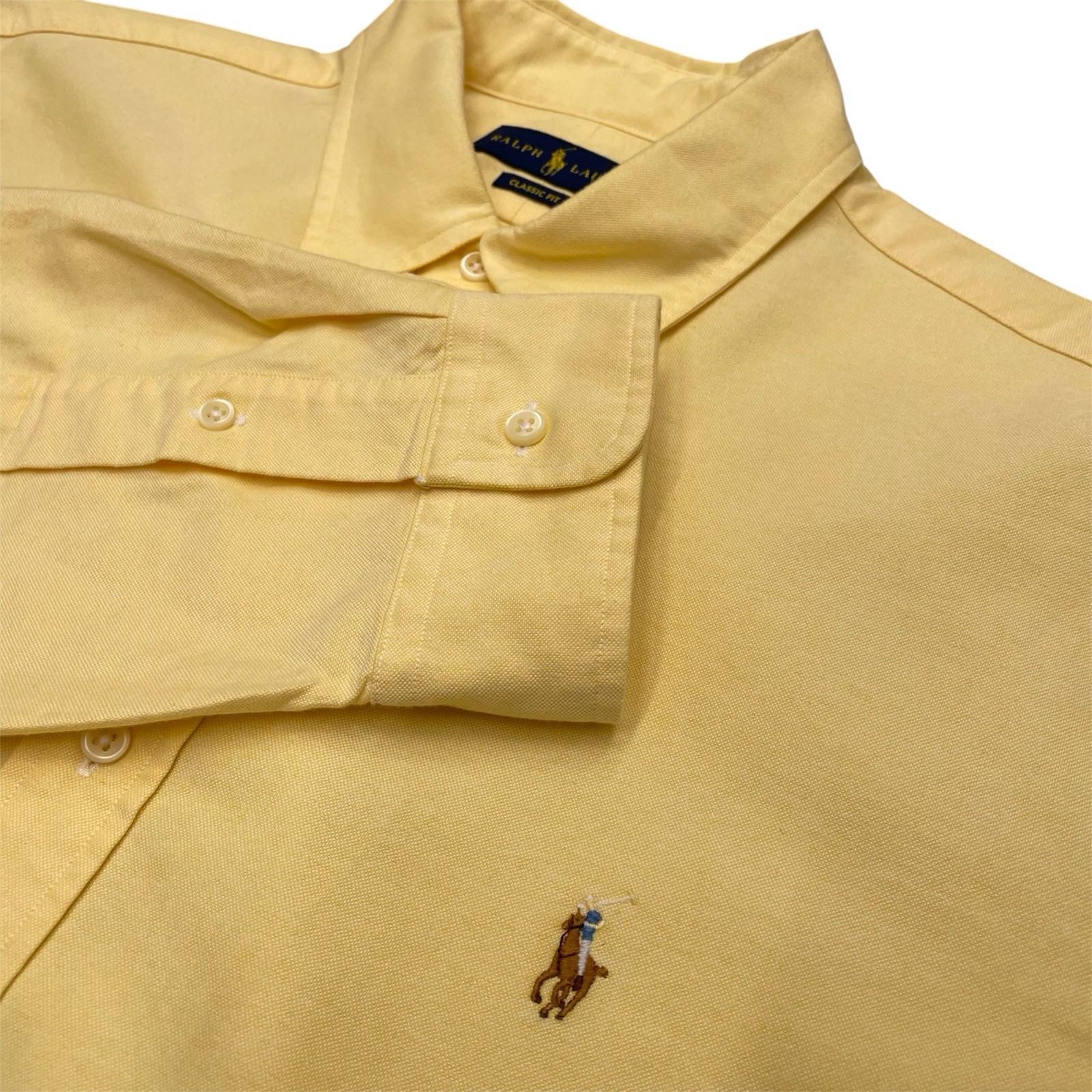 Polo Ralph Lauren Classic Oxford Button Up Shirt Size XL Yellow Flesh Pony thumbnail 2