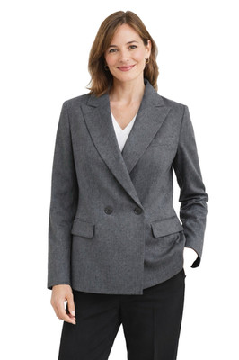 Talbots Blazer Women's 8 Jacket Double Breasted Wool Stretch Gray Career Casual