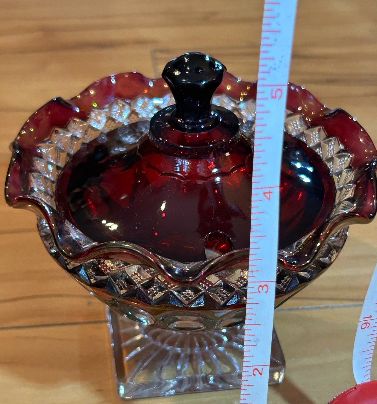 Westmoreland Vintage Ruby Red Flash Glass Candy & Jelly Dish  Excellent Conditio