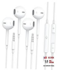 Wired Earbuds Clear Call Mic , 3.5mm Headphones for iPhone/iPad/Radio White
